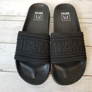Robin Ruth Miami Black Stretch Slip On Slide Sandals